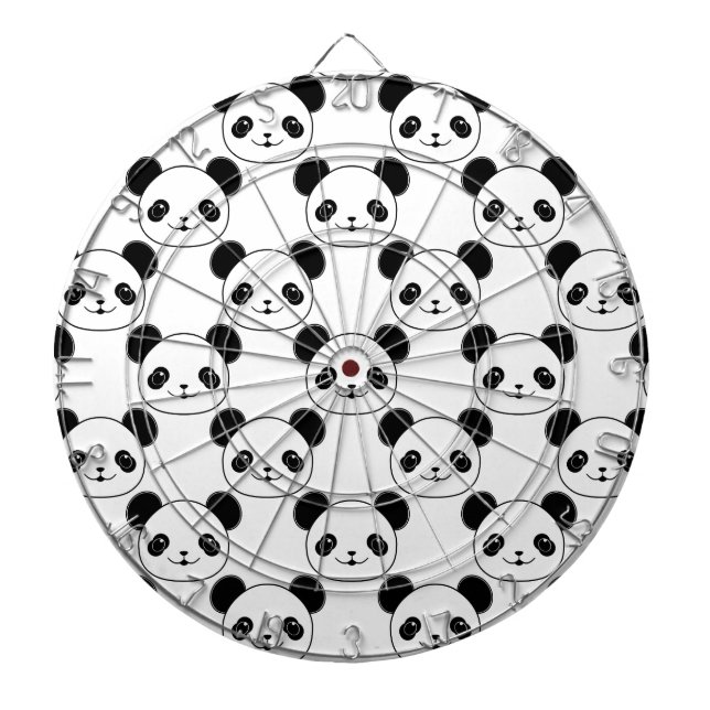 Tablero De Dardos Padrão Kawaii Panda em Preto e Branco (Frente)