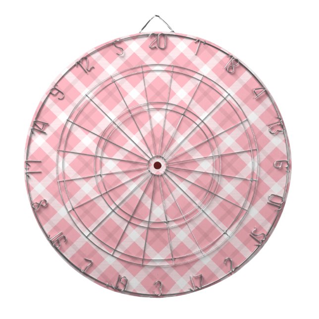 Tablero De Dardos Padrão Xadrez Rosa e Branco (Frente)