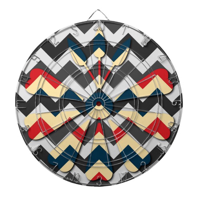 Tablero De Dardos Padrão Zigzag do Chevron da Flor Moderna (Frente)