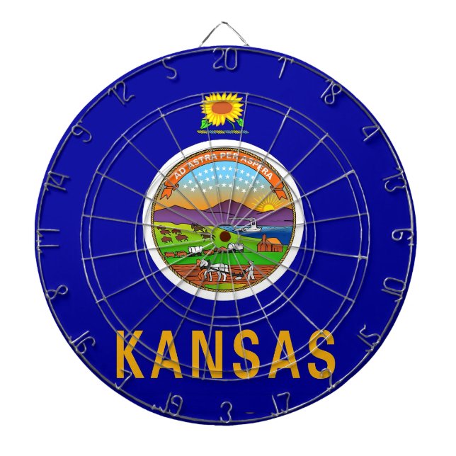Tablero De Dardos Painel com Bandeira do Kansas, EUA (Frente)