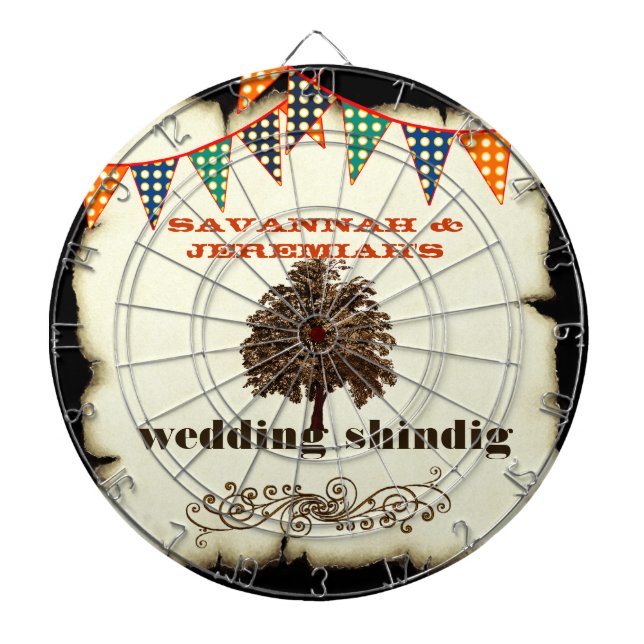Tablero De Dardos Painel de Dardos Casamento Rústico Country Chic (Frente)