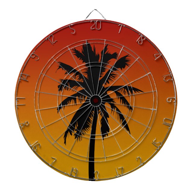 Tablero De Dardos Palm Tree Silhouette Beach Theme Dart Board (Frente)