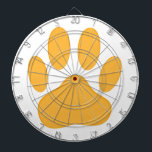 Tablero De Dardos Pawprint do Cachorro Laranja<br><div class="desc">Pasta de cão de desenho em laranja.</div>