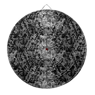 Tablero De Dardos Pedras Mosaicas Vidro Cinza Preta Branco