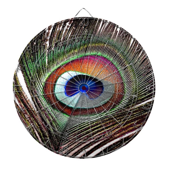 Tablero De Dardos Pena Colorida de Peacock de Cobre (Frente)