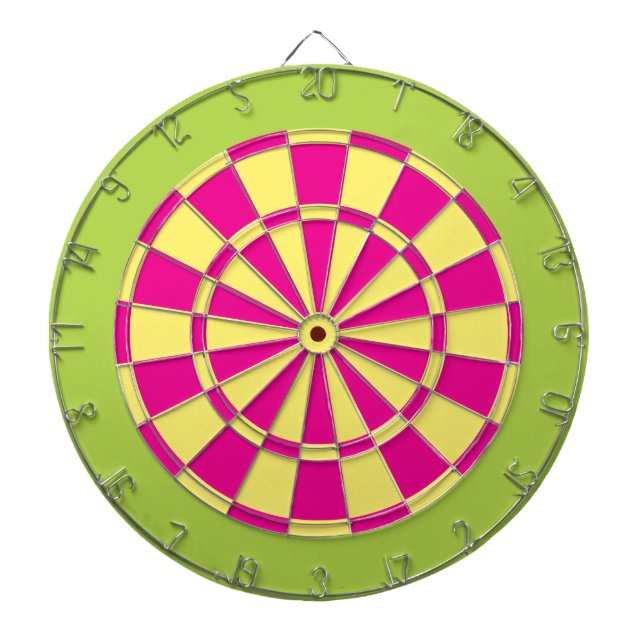 Tablero De Dardos Placa Dart: Amarelo Claro, Rosa E Verde limão (Frente)
