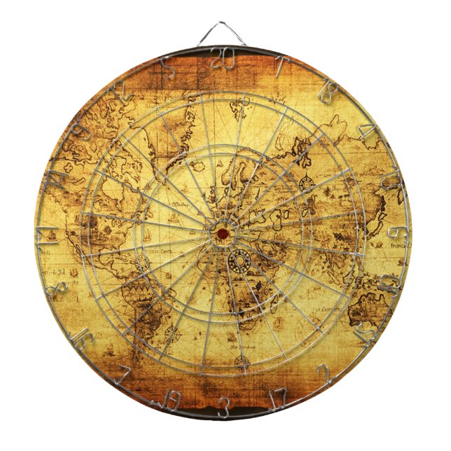 Tablero De Dardos Placa Dart Designer do Mapa Vintage do Vintage Old (Frente)
