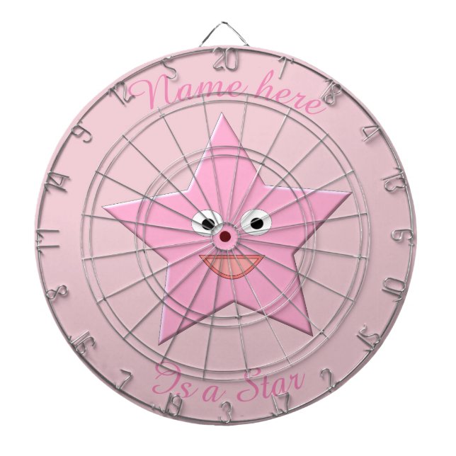 Tablero De Dardos Placa Dart Personalizada Pink Estrela bonito (Frente)