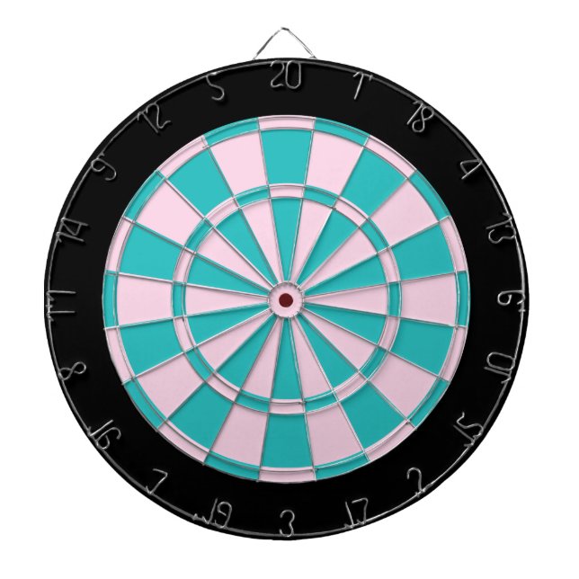 Tablero De Dardos Placa Dart: Rosas claro, Turquesa E Preto (Frente)