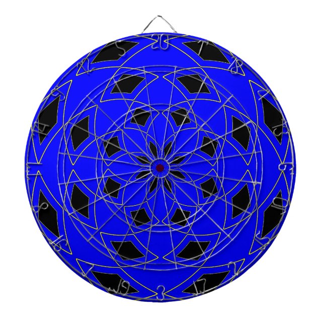Tablero De Dardos Placa de arte com design de abstrato preto azul (Frente)