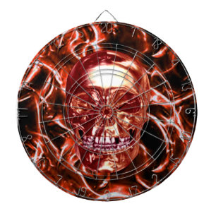 Tablero De Dardos Placa Elétrica Red Chrome Skull