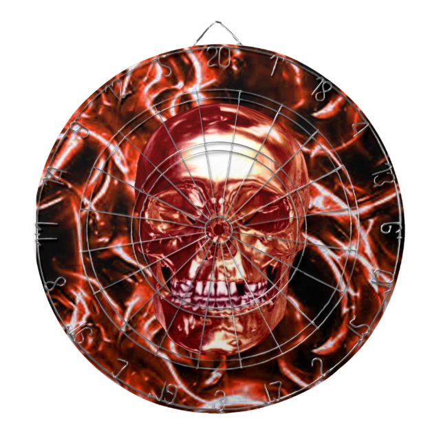Tablero De Dardos Placa Elétrica Red Chrome Skull (Frente)