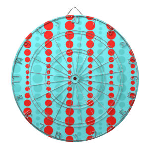 Tablero De Dardos Placa Retro Red and Turquoise Dots Dart