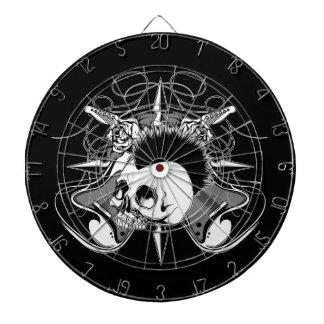 Tablero De Dardos Pontos das guitarra dos rosas do crânio do Mohawk