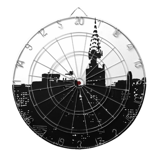 Tablero De Dardos Pop Art New York Silhouette (Frente)