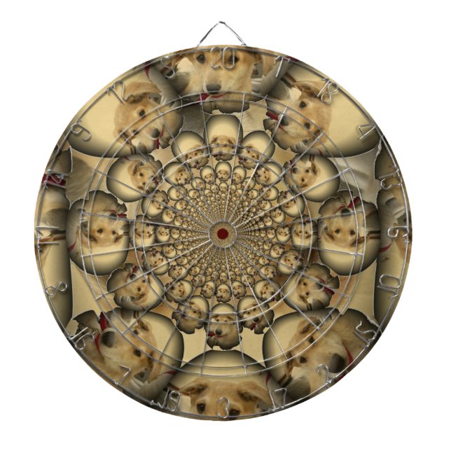 Tablero De Dardos Puppy Kaleidoscope Art Impressão (Frente)