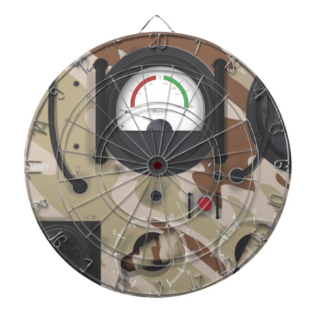 Tablero De Dardos Rádio do exército com camuflagem do deserto. (Frente)