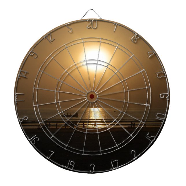 Tablero De Dardos Reflexão Sunset no Verão ouro na Praia (Frente)