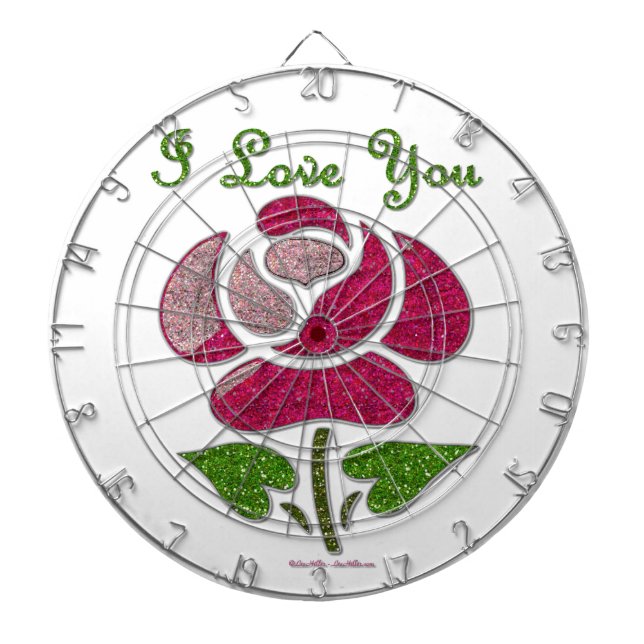 Tablero De Dardos Rosa Estêncil Rosa Eu Te Amo (Frente)