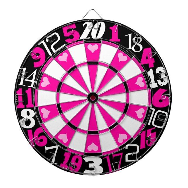 Tablero De Dardos Rosa quente & preto (Frente)