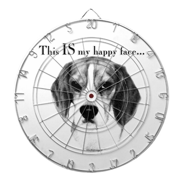 Tablero De Dardos Rosto Feliz de Beagle; Beagle Feliz; Beagle Mal-hu (Frente)