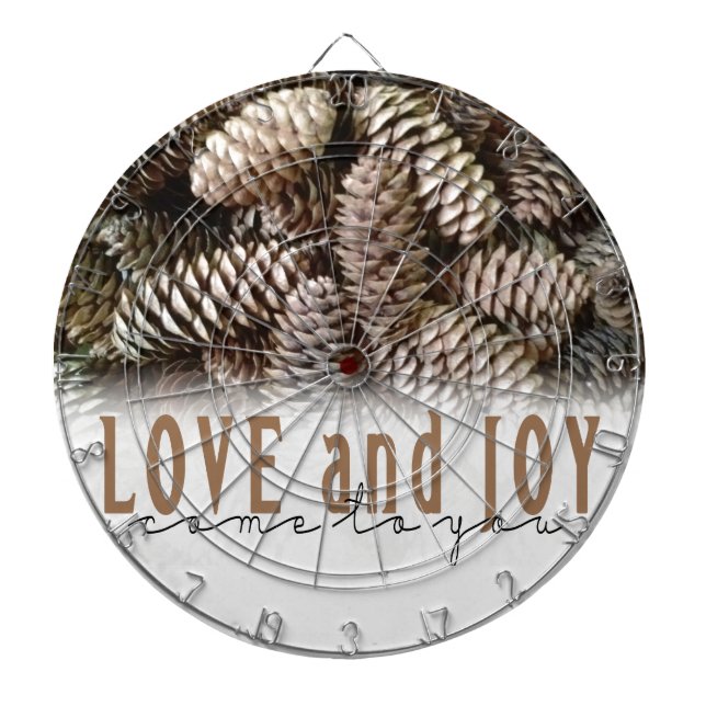 Tablero De Dardos Rustic Holiday Love and Joy Pine Cone (Frente)