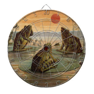 Tablero De Dardos Sapos Lily Pads Ilustração da Lua