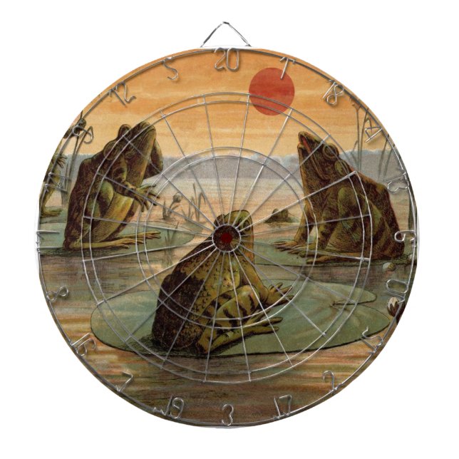 Tablero De Dardos Sapos Lily Pads Ilustração da Lua (Frente)