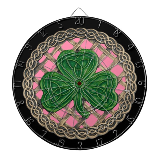 Tablero De Dardos Shamrock Rosa No Placa Dart Do Celtic Knos (Frente)