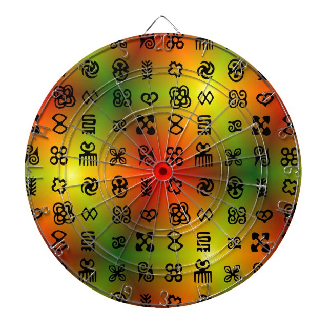 Tablero De Dardos Símbolos de Adinkra com cores africanas (Frente)
