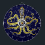 Tablero De Dardos Steampunk alinha o polvo Kraken<br><div class="desc">Este monstro de mar tentacled do steampunk tem oito fio-como anexos do ouro, uma engrenagem de prata central e a abundância das engrenagens e dos parafusos que compo seus cabeça, olhos e copos da sucção. É um polvo do robô/kraken, um monstro da máquina do metal para qualquer um que gosta...</div>