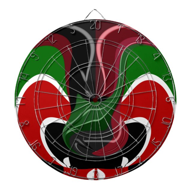 Tablero De Dardos Swirling Kenyan Flag: Uma arte moderna do Motif (Frente)
