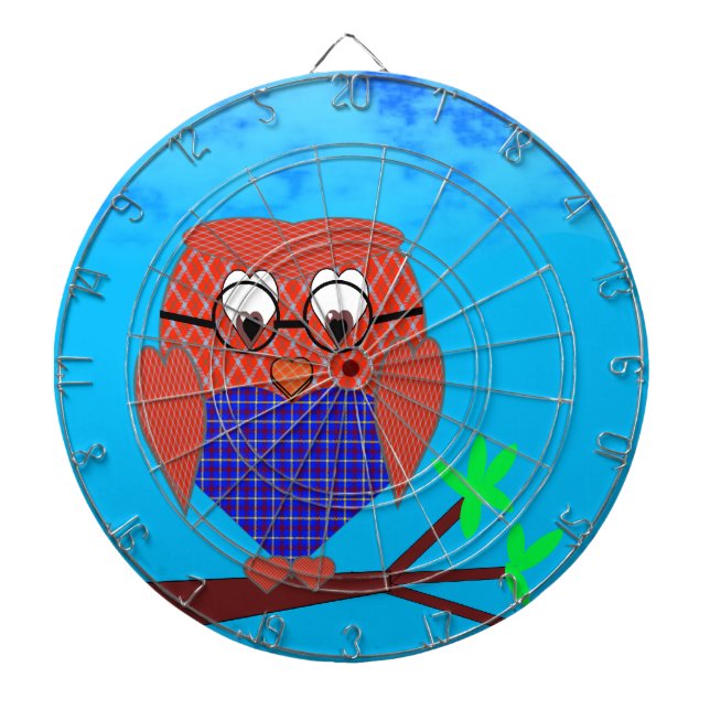 Tablero De Dardos Tartan e Hearts Owl (Frente)