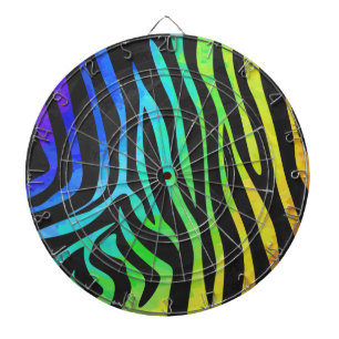Tablero De Dardos Trendy Rainbow e Black Zebra Animal Print no ele