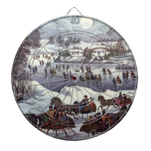 Tablero De Dardos Trenós de Natal Antigos, Parque Central no Inverno