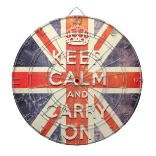 Tablero De Dardos Vintage Union Jack flag mantenha calma e carregar