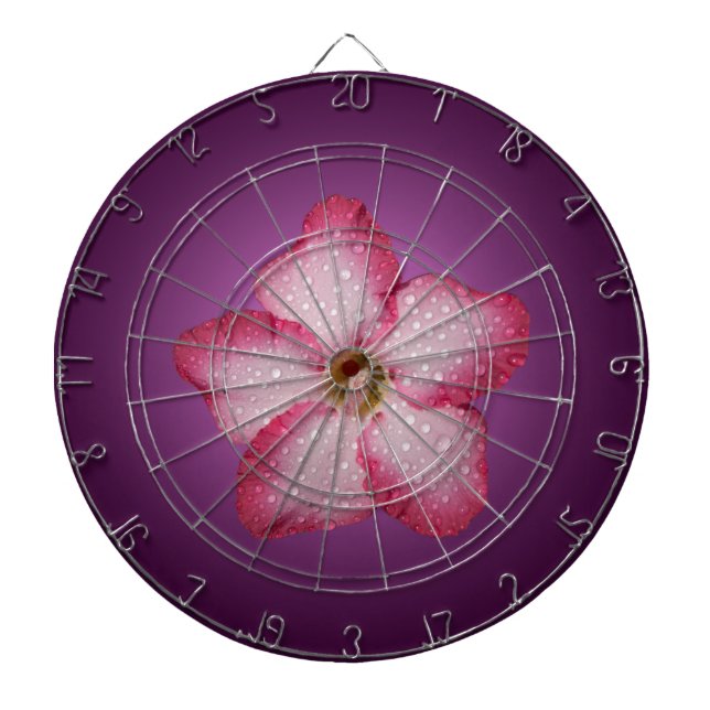 Tablero De Dardos Violeta Gradiente de Flora Flor Rosa de Adenium (Frente)