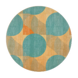 Tabua De Cortar Azul-turquesa, Bege e Laranja em Padrão de Estilo 
