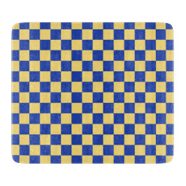 Tabua De Cortar Butter yellow and blue checkered board pattern