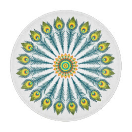 Tabua De Cortar Círculo de penas de peacock