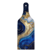 Conselho de Cortar Estilo de Marble Azul e Dourado
