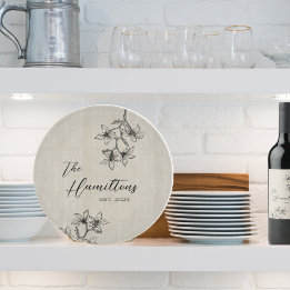 Tabua De Cortar Farmhouse Floral Personalizado Ano Estabelecido