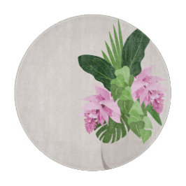 Tabua De Cortar Flor rosa Tropical Medinilla em Beige Vase