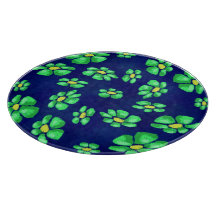 Flores Brancas Verdes Aspiram em Fundo Azul