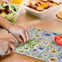 Flores Selvagens Rústicas, Bonito Aquarela Monogra