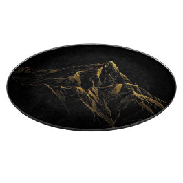 Tabua De Cortar Gold textured abstract mountain lineart