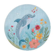 Golfinho em Aquarela e Jardim de Flores Silvestres