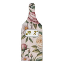 Iniciais personalizadas chic vintage rosas cottage