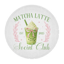 Matcha Latte Social Club Glass Round Conselho