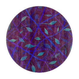 Tabua De Cortar Monograma de Folhagem de Joias Botânica Escura